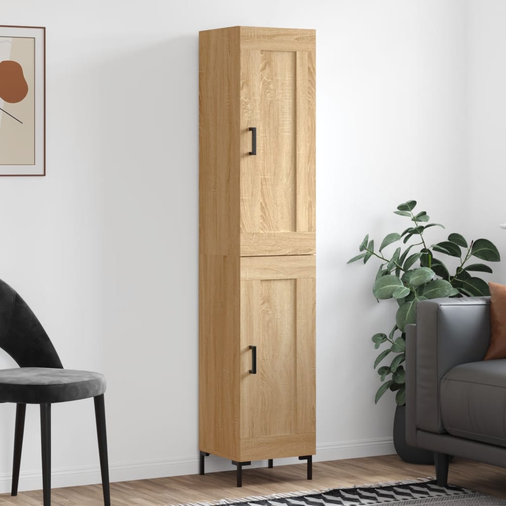 Image of Vidaxl , Sideboard With Storage Space, Dresser Cabinet For Living Room, Sideboard Side Cabinet With Metal Legs, Modern, Oak Wood Material