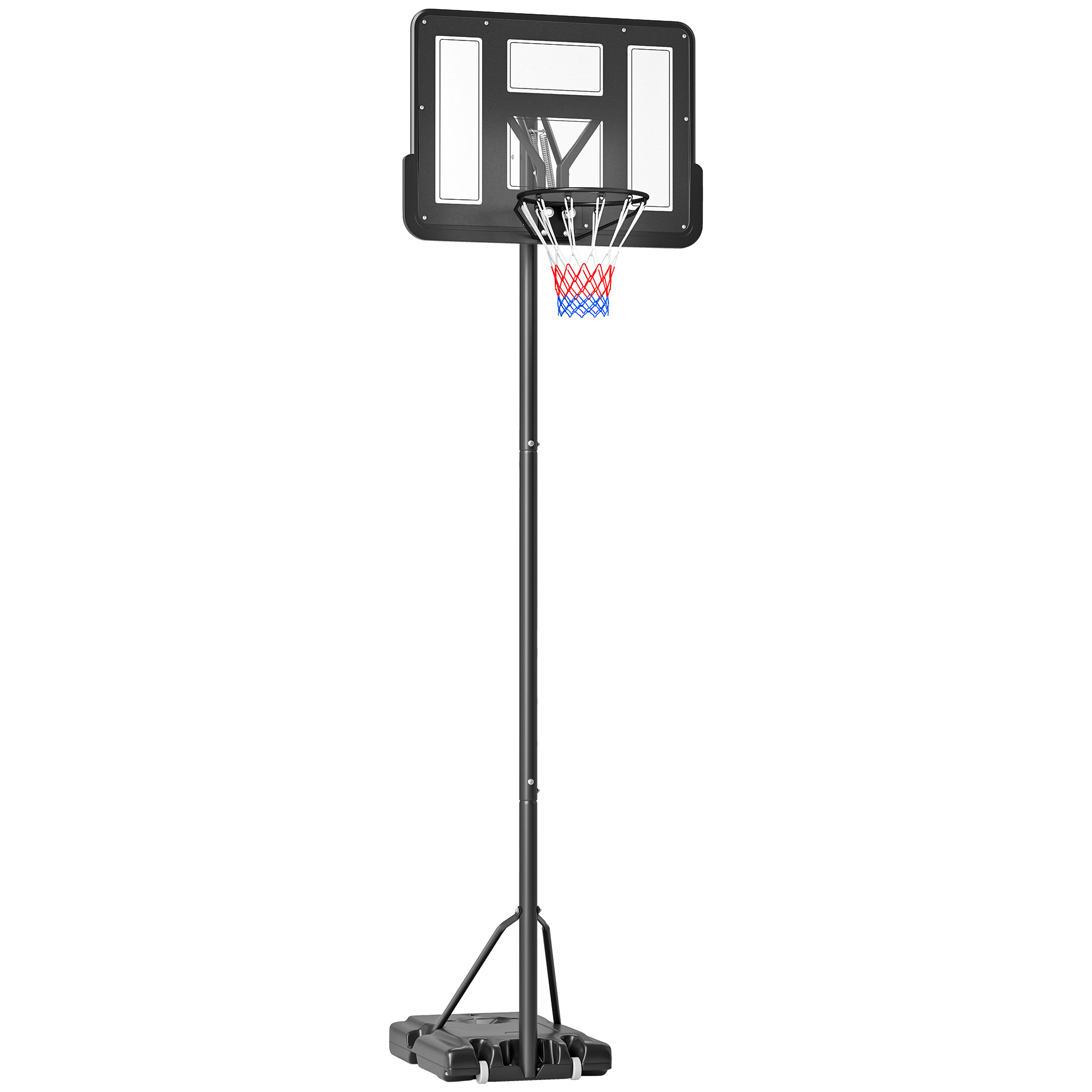 TEMU HOMCOM Canasta de Baloncesto de Exterior Ajustable 220-365 cm Aro de Baloncesto con Soporte Canasta de Baloncesto con Ruedas Base Rellenable