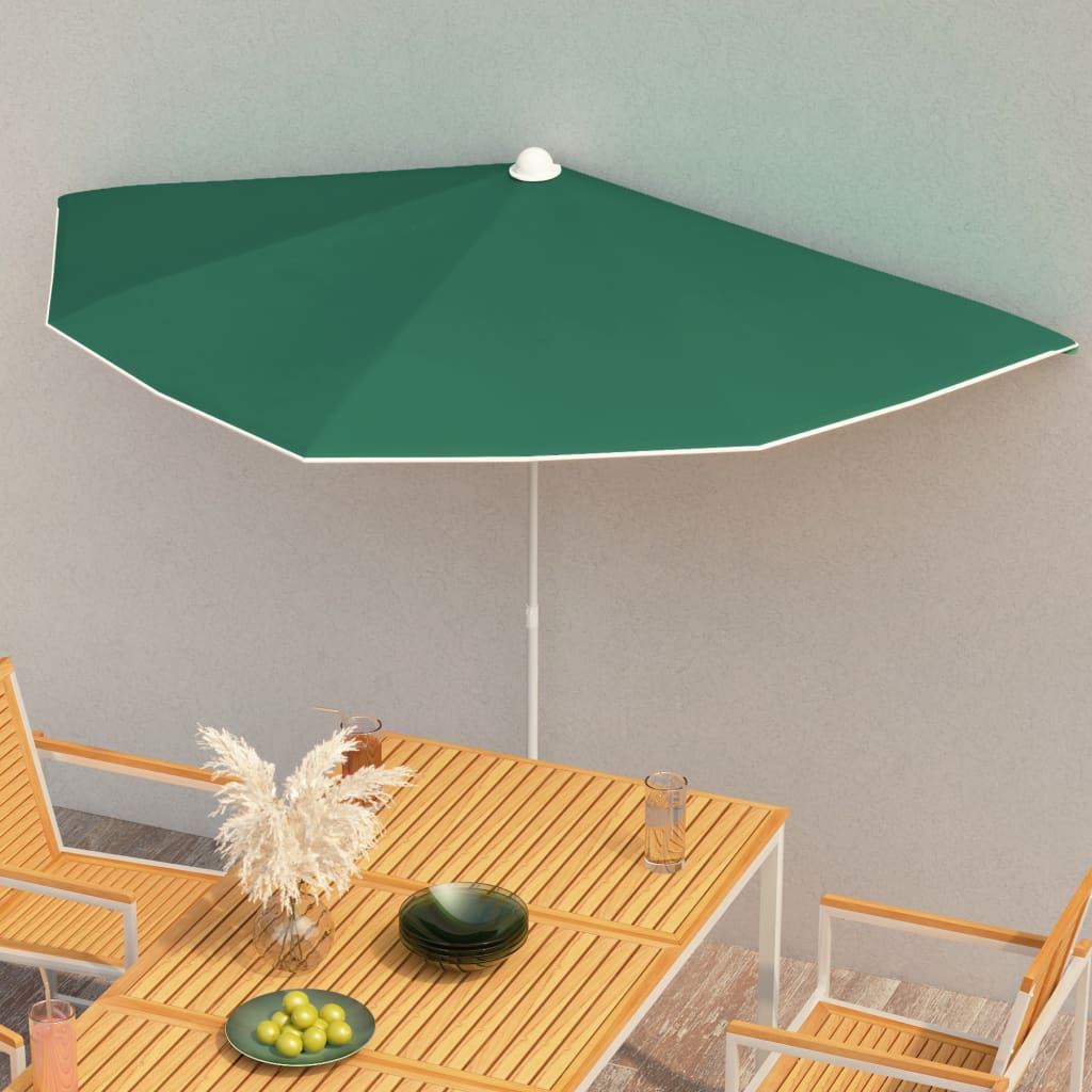 Vidaxl Semi-round Sun Umbrella With Pole, Balcony Umbrella, Patio Umbrella, Garden Umbrella, Market Umbrella, Cantilever Umbrella, Beach Umbrella, 180x90cm