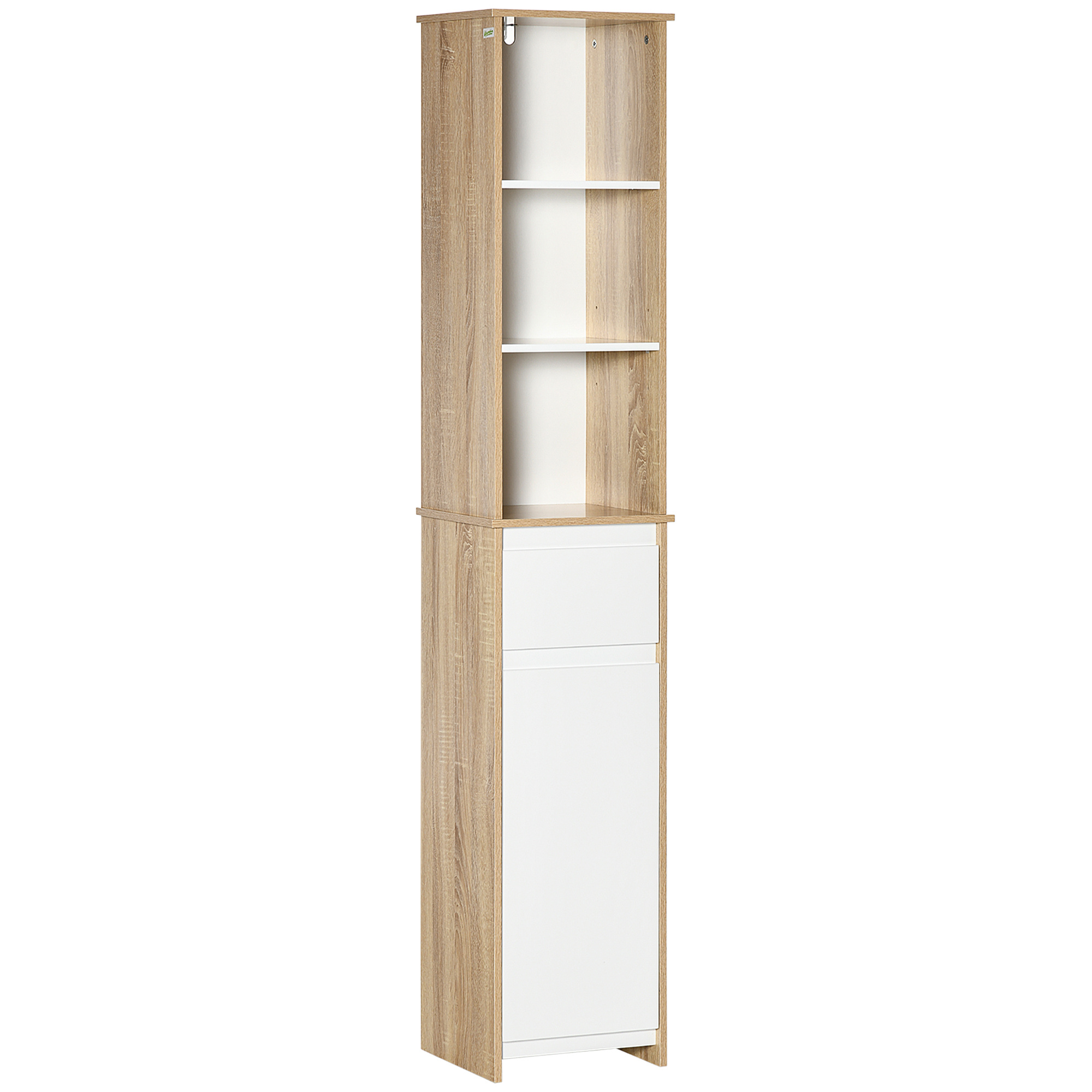 TEMU HOMCOM kleankin Meuble Colonne Rangement Salle de Bain Style Cosy 3 niches tiroir Placard avec étagère Blanc