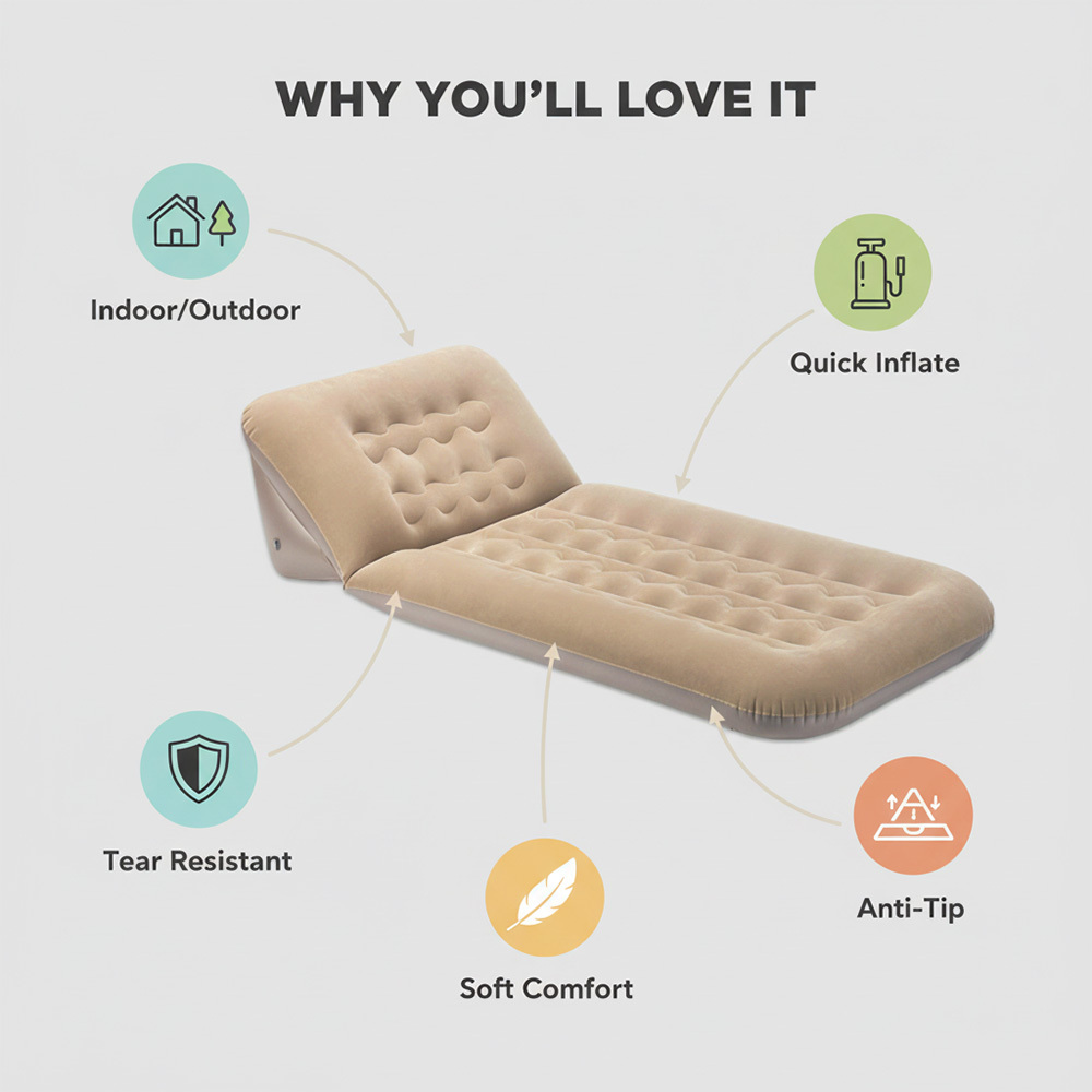 multifunctional outdoor camping folding inflatable bed portable foldable quick inflation thickened   stable load bearing with lightweight storage multi person use   car travel for camping picnic office nap     outdoor essential details 1