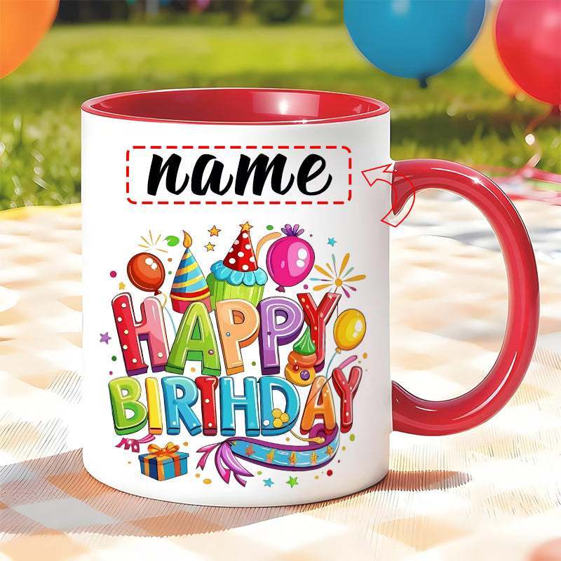 Personalized "Colorful Birthday Celebration" Ceramic Coffee Mug