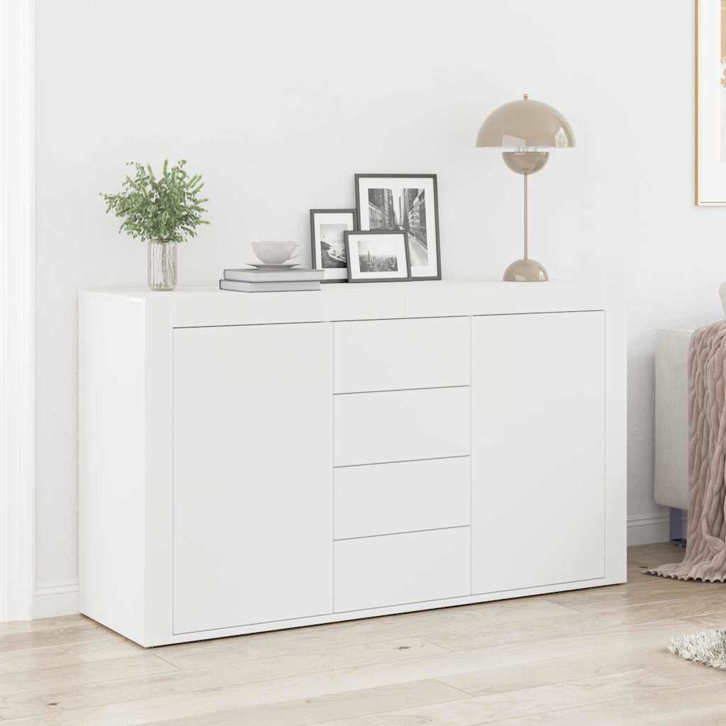 Image of Vidaxl Modern White Sideboard Buffet Withstorage Space 120x36x69 Cm Stylish Entrance Console For Dining Room With 3 Drawers And 2 Hinge Doors Indoor Use Furniture