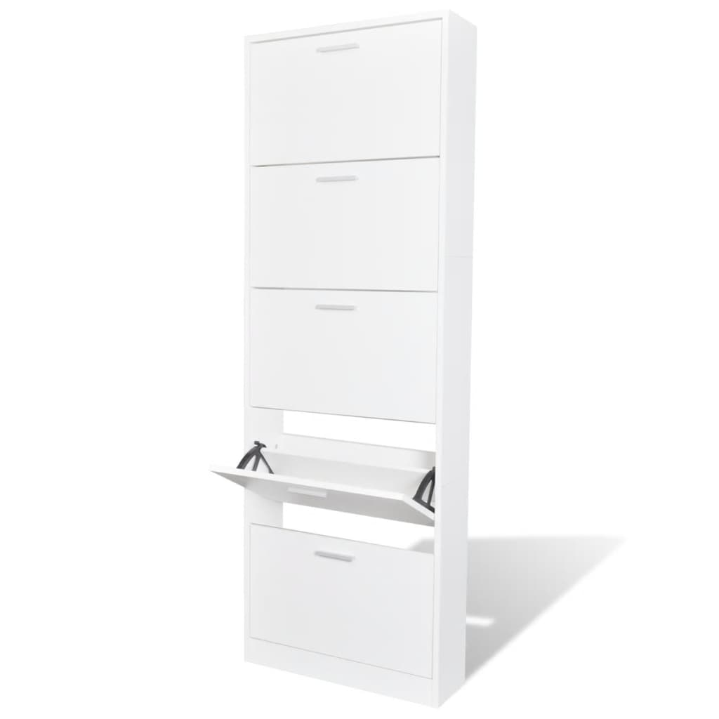 TEMU Shoe Cabinet With 5 Shoe Racks White Wood