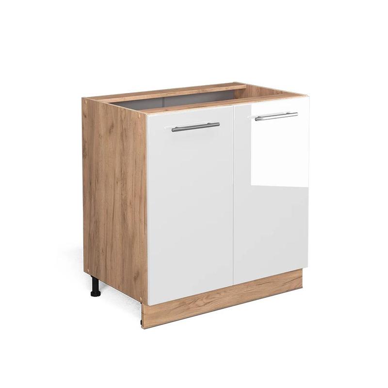 Image of Fame-line White High-gloss 80 Cm Kitchen Base Cabinet With Shelf, Without Worktop Cabinet For The Kitchen Kitchen Cabinet Standing Kitchen Cabinet The Kitchen Furniture Chipboard, 16 Mm Kitchen