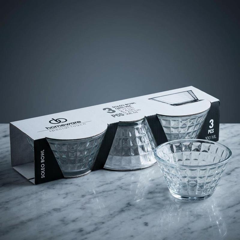 TEMU Glass Bowls Set Of 3 300ml Clear Everyday Serving Bowls For Snacks Sides And Desserts Dishwasher Safe
