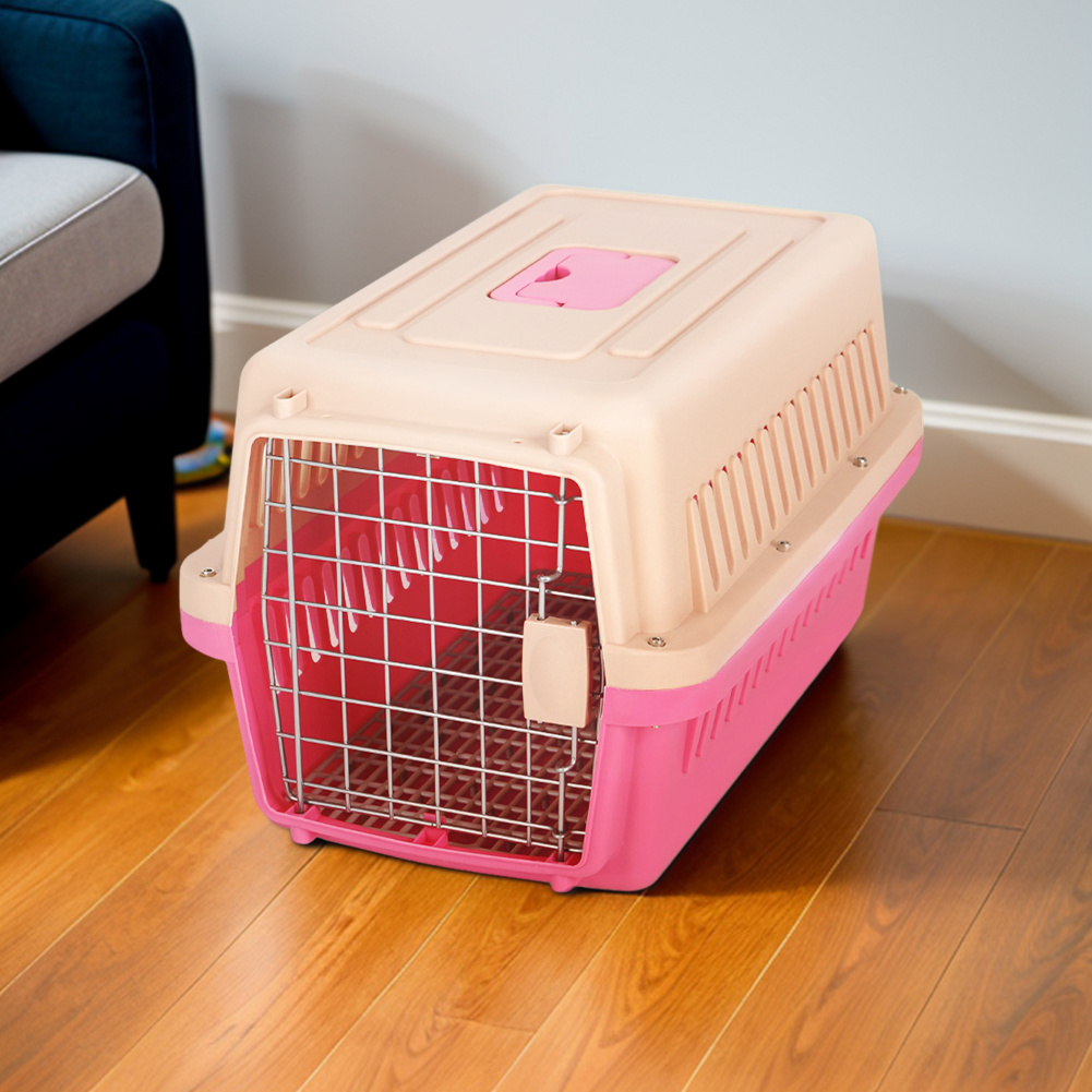 TEMU Portable Dog Carrying Box With Breathable Window Cat Air Travel Bag Pet Outdoor Consignment Box Large Capacity Pet Travel Box Pink 30x46x32cm