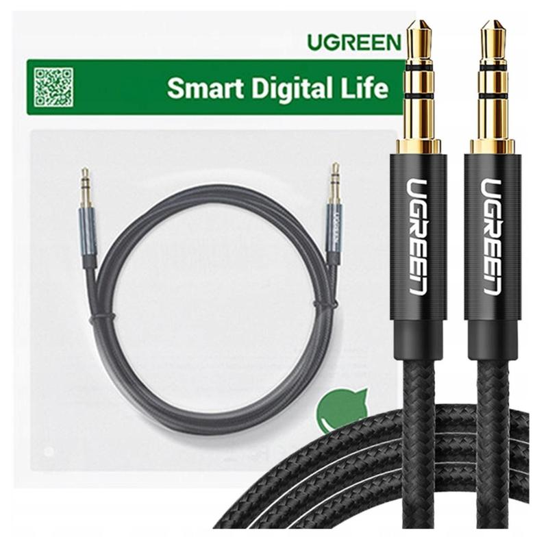 Ugreen Av112 Aux 3.5mm Cable, 2m, Black - Audio Cable For Headphones, Speakers, Phone, Computer - High-, Brass Connectors