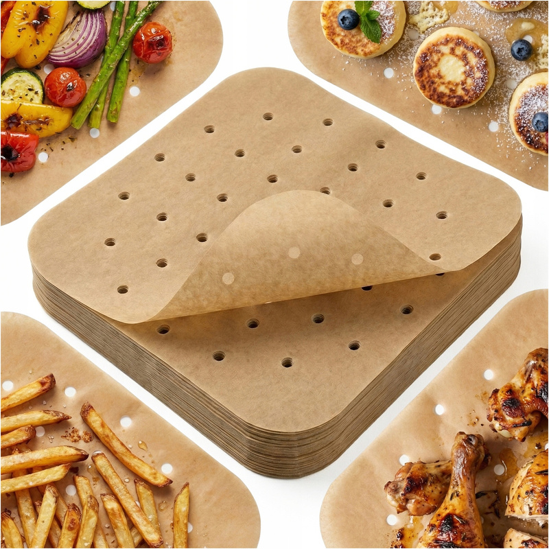 TEMU Paper Baking Liners For Air Fryer With Holes For Hot Air , Set Of 100 Square Liners, 20 Cm Width, Grease, Moisture, And Heat-resistant To 220°c,