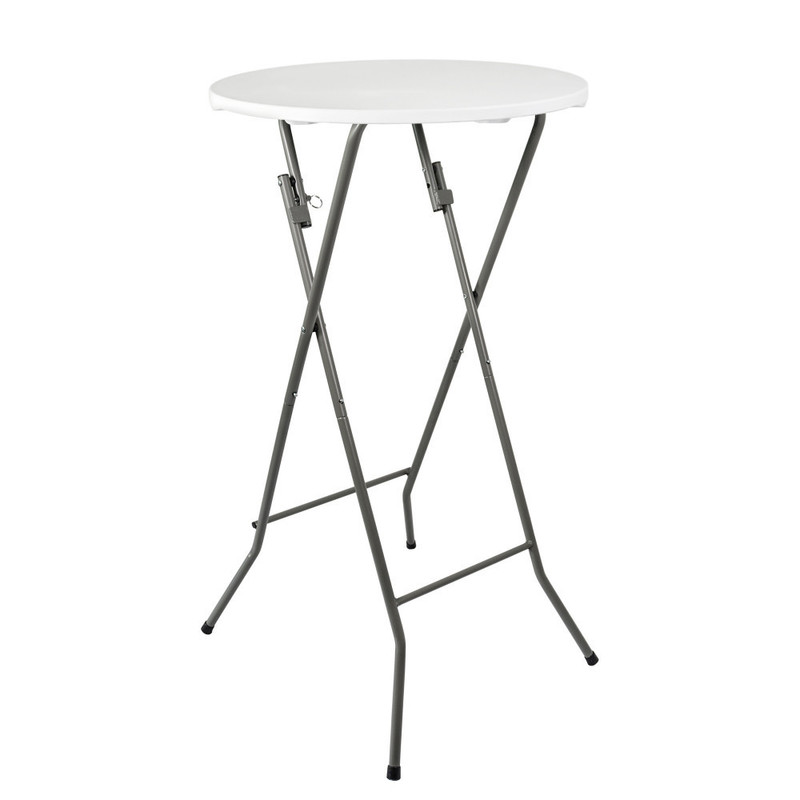 TEMU Table mange pliable diamètre 60cm hauteur 110cm - Table haute pliante de bar - Plateau résine Structure Acier laquée