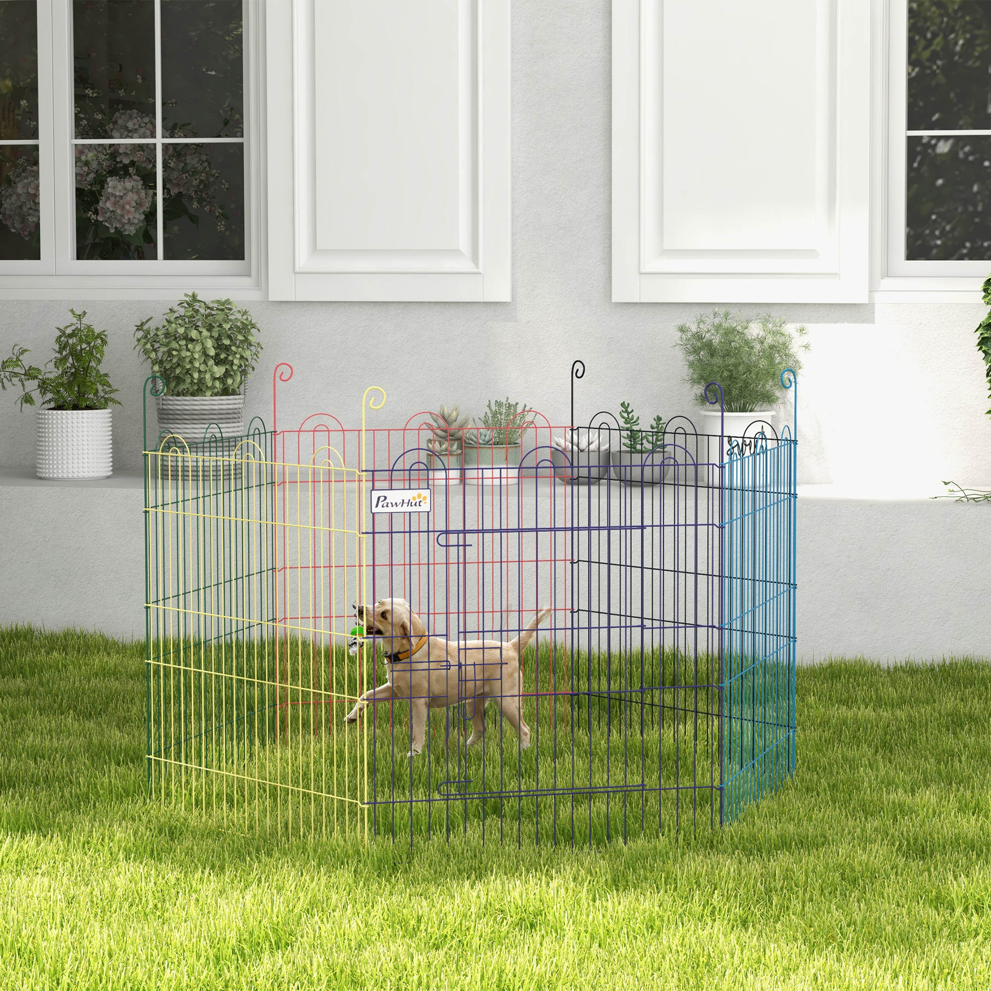 Puppy Run Enclosure 6-part 60 Cm High Puppy Run Outdoor Enclosure With Door, Spikes, Run Enclosure For Small Dogs Rabbits For Indoors And Outdoors