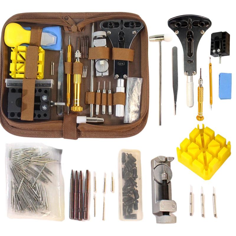 Image of Watchmaker's Tool Kit 149 Pcs For Watch Repair + Case , Battery Replacement Tools, Bracelet And Strap Adjustment, Case Back Opener, Service Case