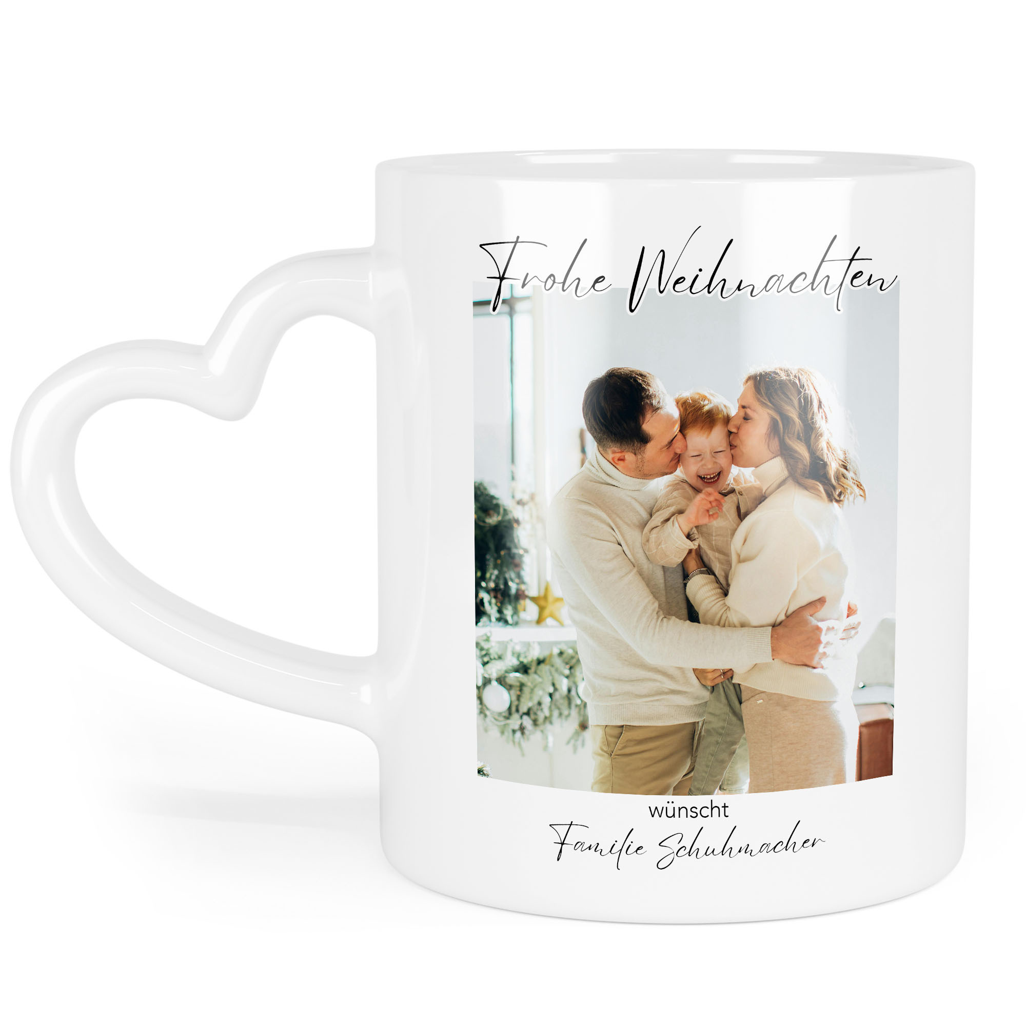 Image of Design Your Own Photo Mug For Christmas With Personal Photos, Family Photo Gift With Name, Images And Text Printing, Merry Christmas Mug.