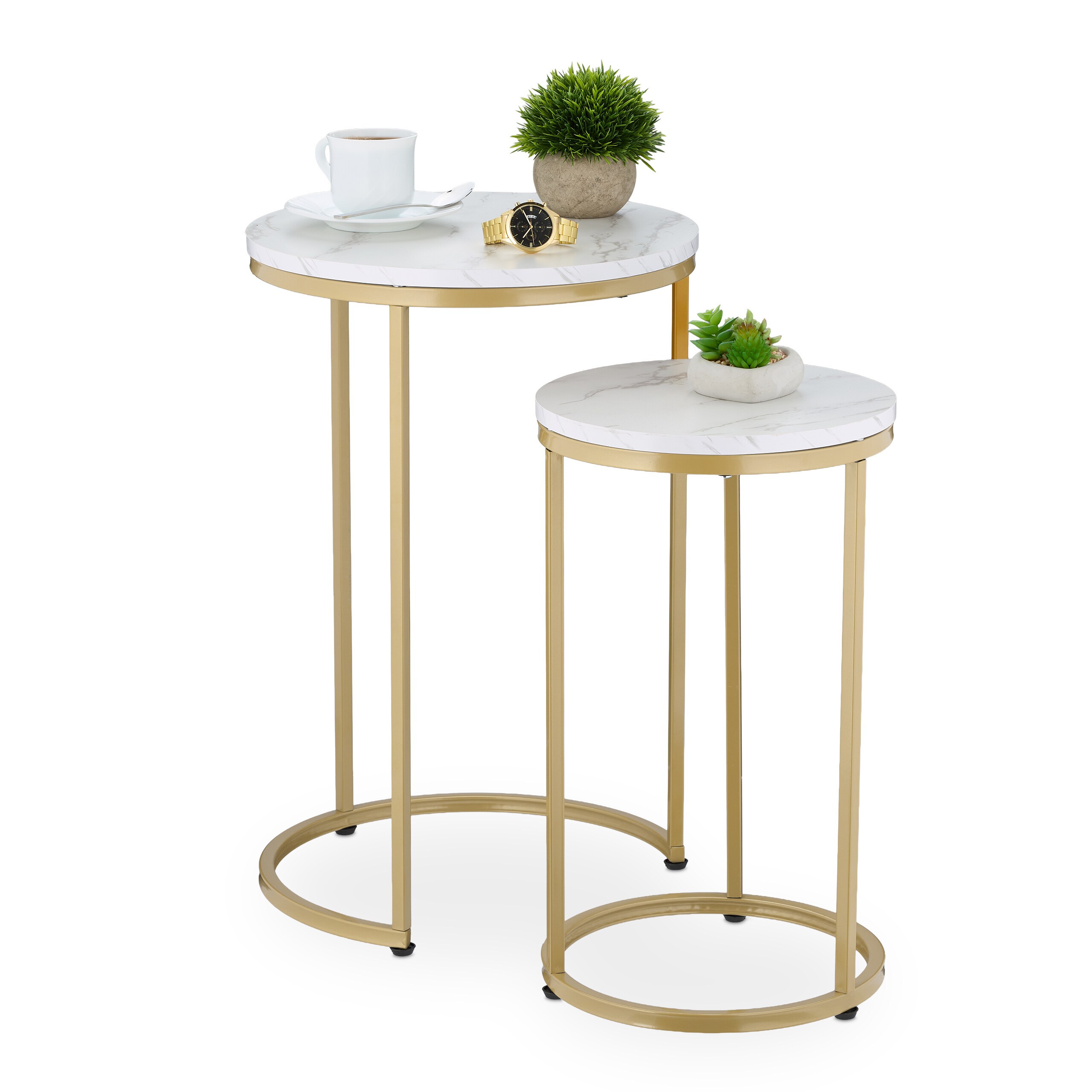 2-piece Coffee Table Set In White/gold