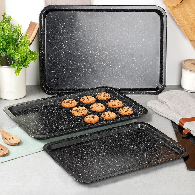 Granite Baking Sheet 38x26.5 / 43x29 / 46.5x32.5 Cm, 3-piece Set