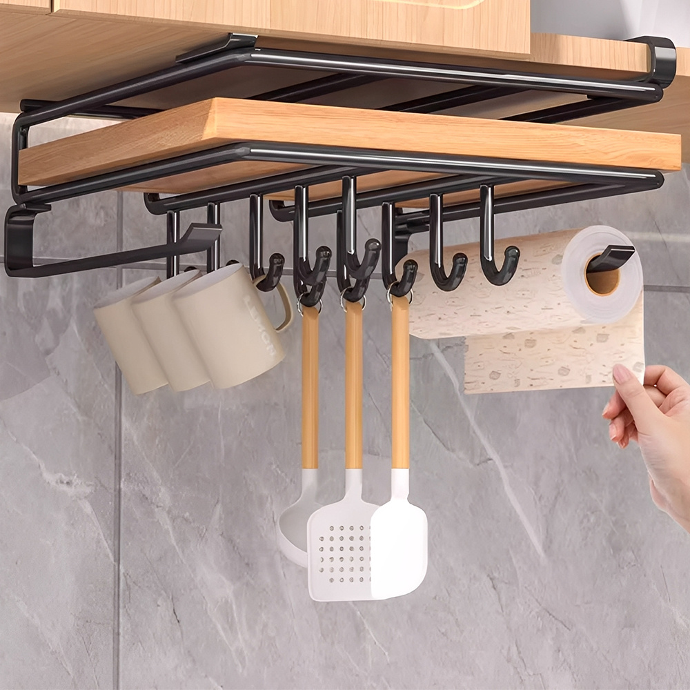 TEMU 1pc, Hanging Pot Cutting Board Rack, Shelf Rack, Cabinet Storage Rack, Cutting Board Organizer, Used For Placing Kitchen Pot Lids And Cups,