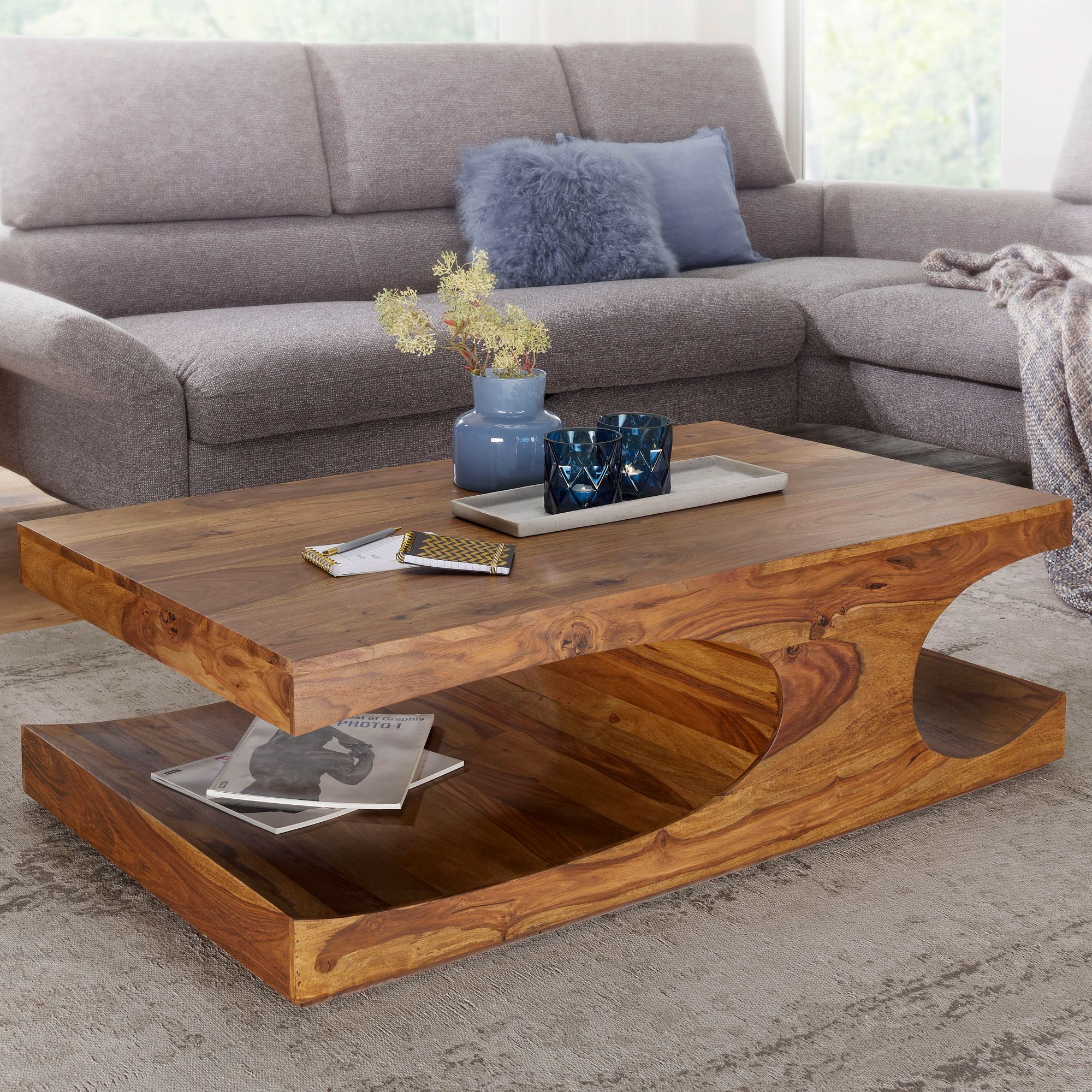 Solid Wood Coffee Table 120 Cm Wide Living Room Brown Country Style Side Table Color Selectable