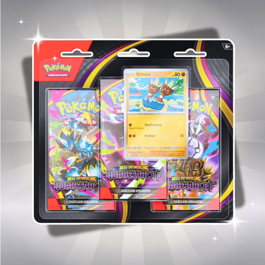 Pokémon Mega Evolution: 3-pack Blister Bithora German – 3 Boosters &