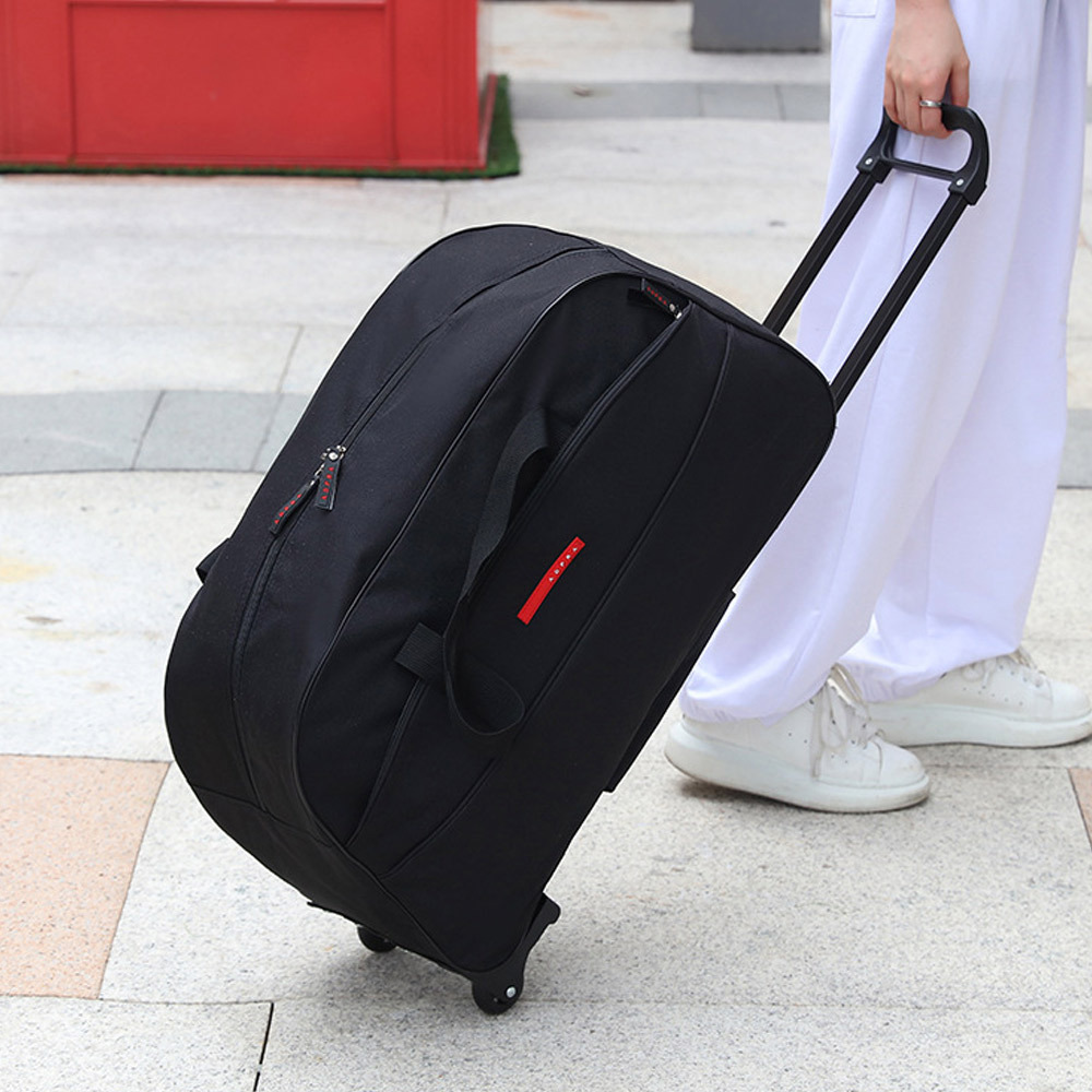 TEMU Large Capacity Lightweight Rolling Travel Bag With Wheels, Foldable Duffel Luggage For And Business Trips, Carry-on Tote For Airport Travel Use