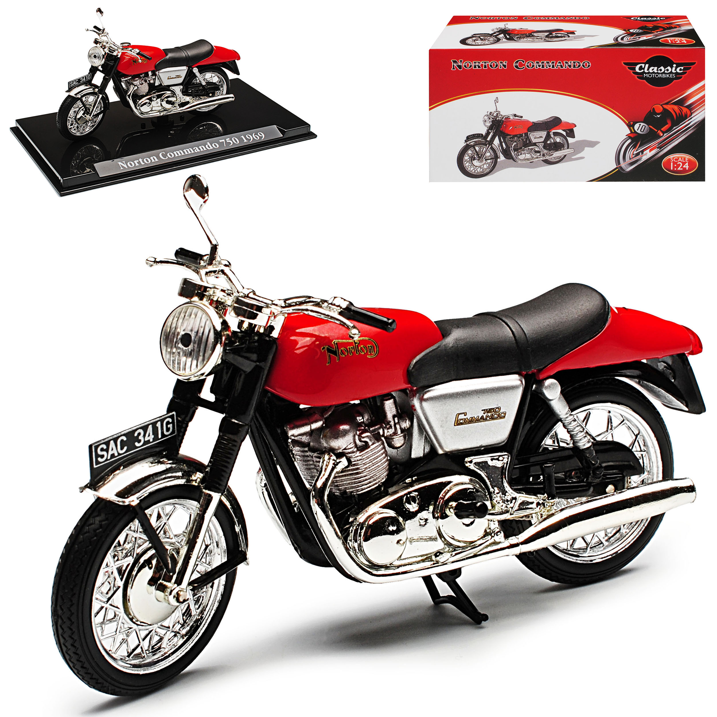 750 Red With Stand 1/24 Atlas Model Motorcycle
