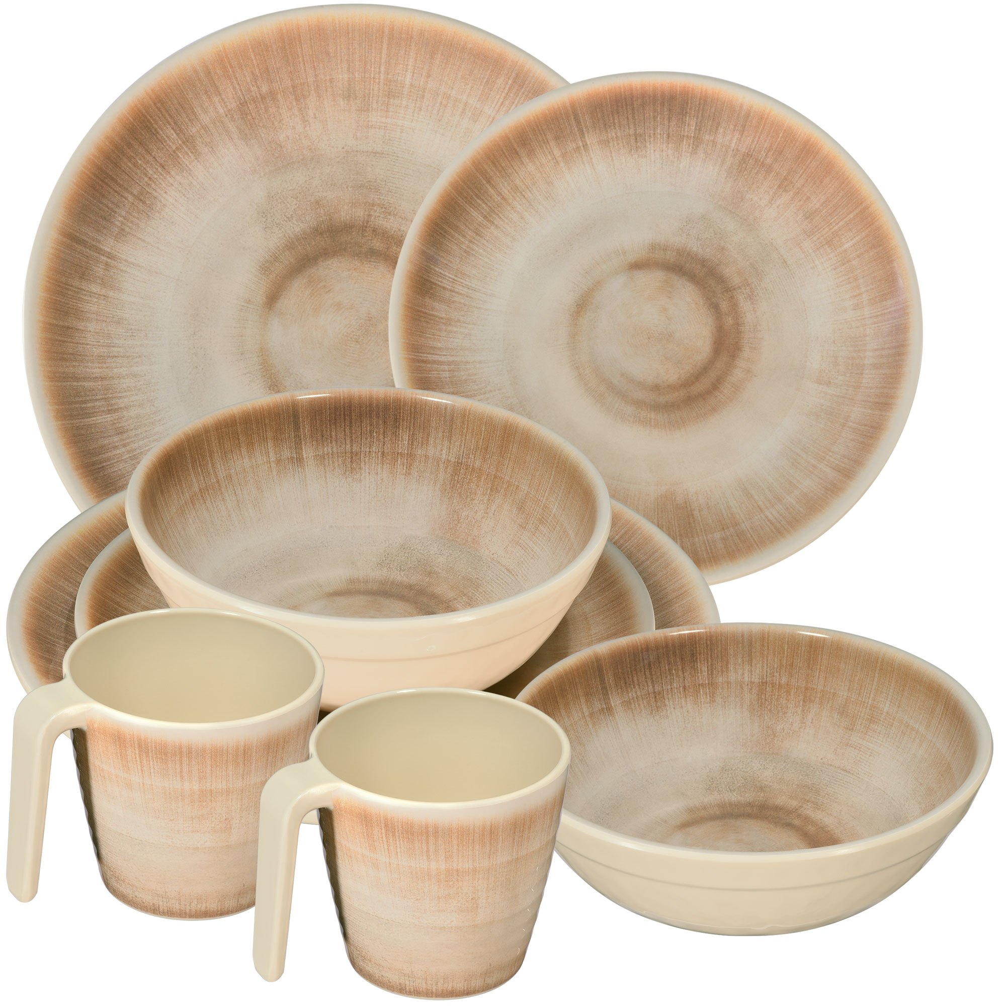 Image of Camping Dish Set Jesolo Sand For 2 People - 8pcs - Dishwasher Safe Tableware Camping Accessories Camping Dish Set Camping Festival Picnic Garden Party