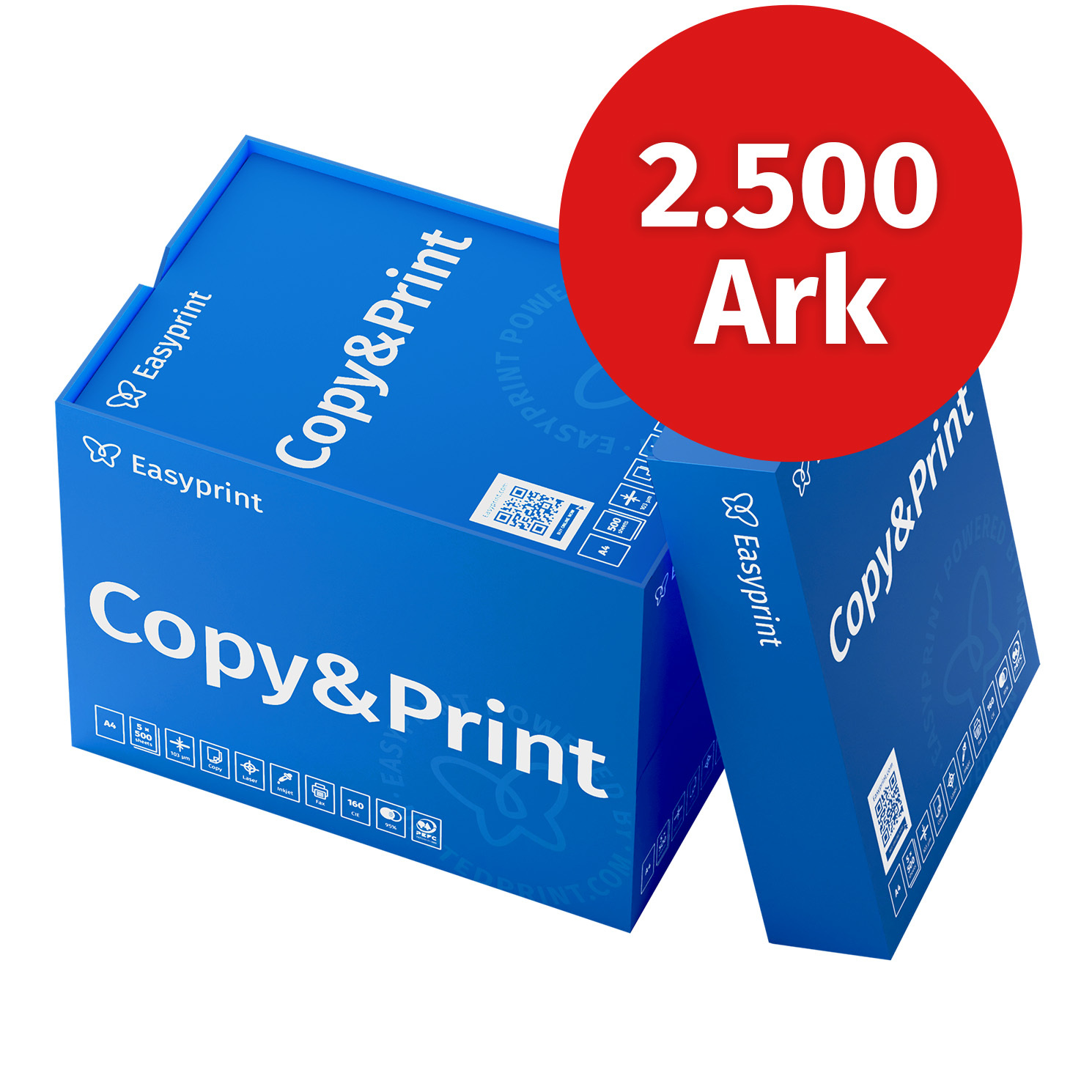 Easyprint Skrivarpapper Kopieringspapper 2500 Ark 5 X 500 A4 Premium Vitt -certifierat