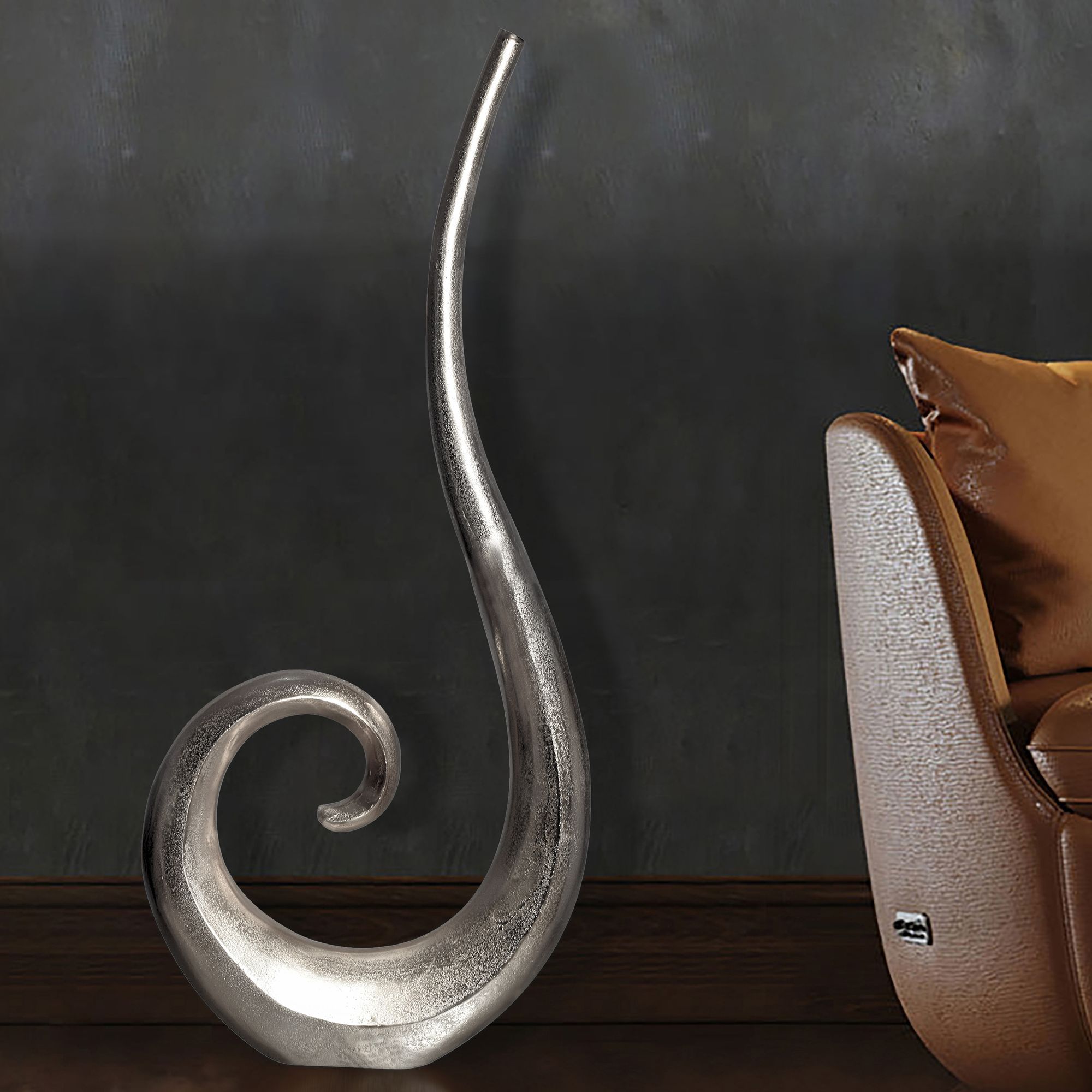 Image of Decorative Vase 100 Cm Aluminum Spiral Flower Vase, Modern Large, Extravagant Decorative Vase For Flowers, Xxl Aluminum Floor Vase, Metal Home Decor, Handcrafted