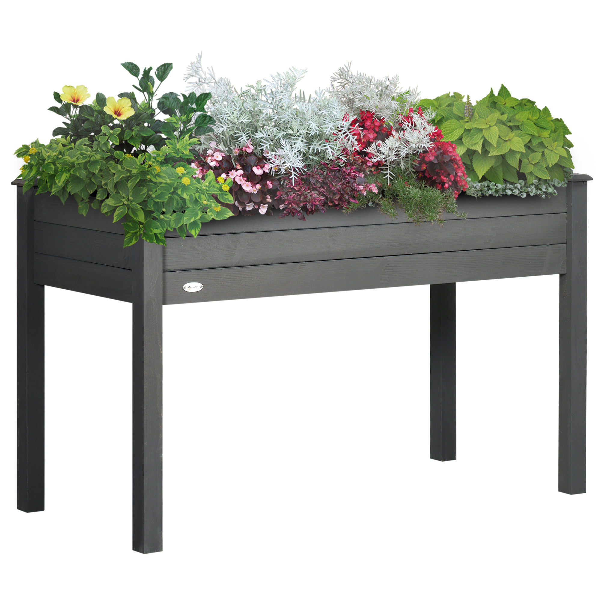 TEMU Vaso da giardino su gambe, dimensioni: 48,8" x 22,4" x 30" (123L x 57W x 76H cm), inserti di irrigazione e di drenaggio, legno di