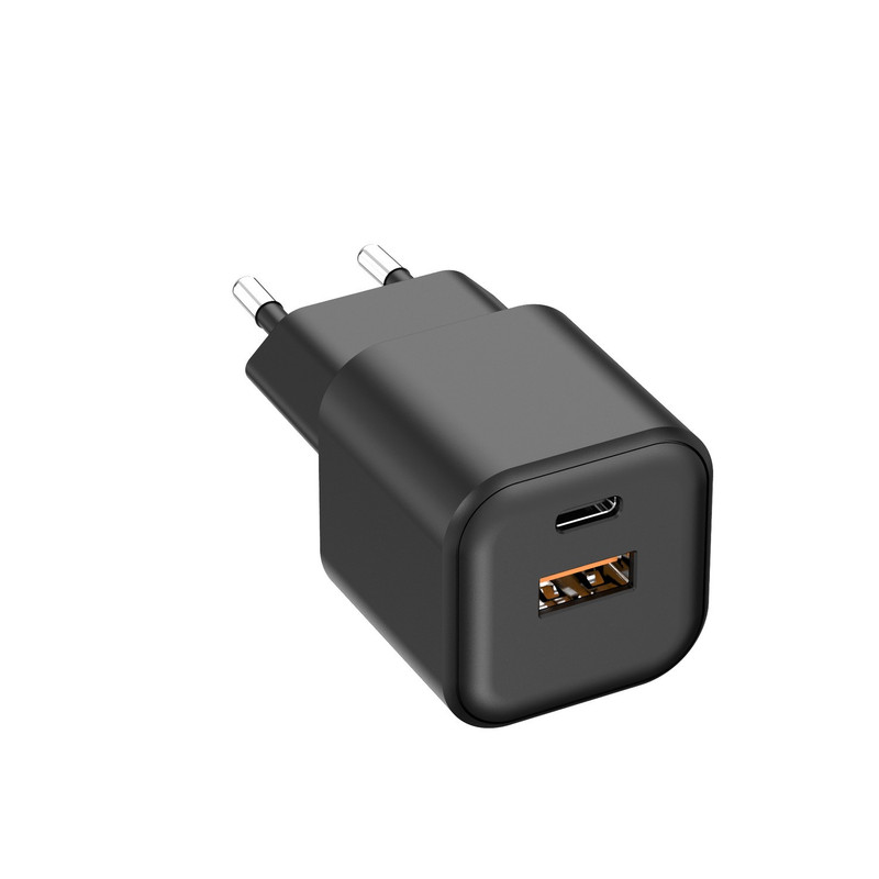 TEMU Usb-a   Usb-c 20w Fast Charging Pd Wall Charger, Black, For Smartphones And Tablets