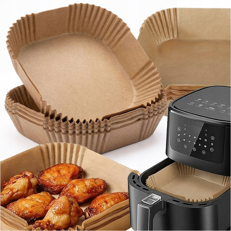 TEMU Paper Liners For Air Fryer Set Of 100 Pieces For Baking And Frying Without Sticking, Tray Forms Measuring 20 Ã 20 Cm And 24 Ã 24 Cm Ensuring