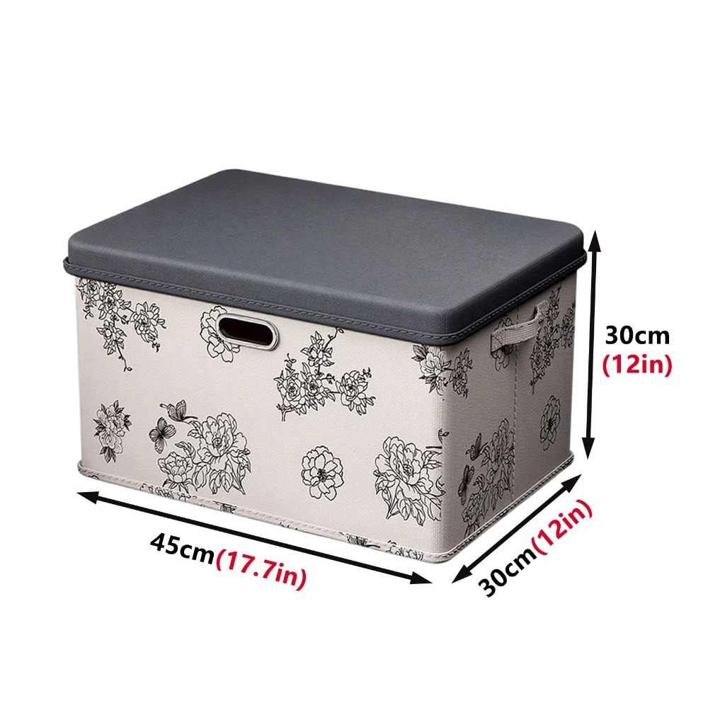 Decorative Foldable Fabric Storage Boxes with Lids, Closet Organizer
