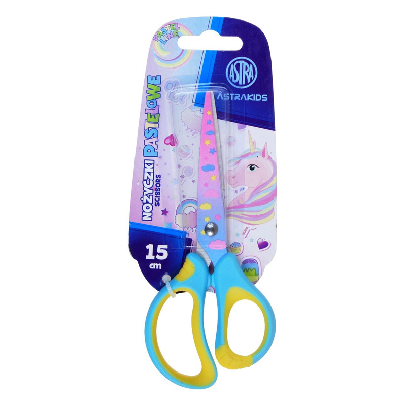 Image of Ergonomic Scissors, 15 Cm, Blister Packaging, Unicorn, Pastel Line