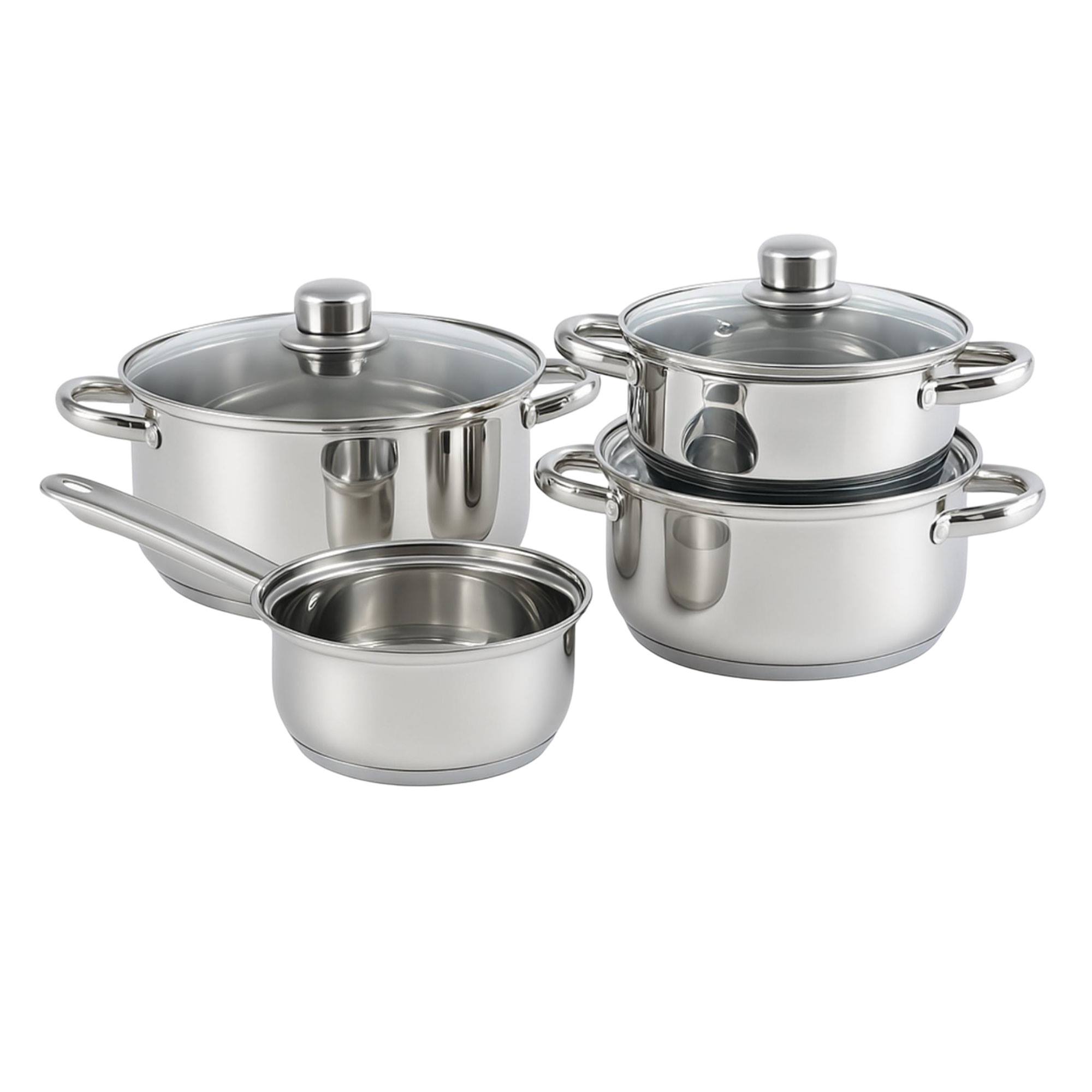 Image of Well Home 7pcs Stainless Steel Kitchen Battery Game With Induction Bases And Ergonomic Handles