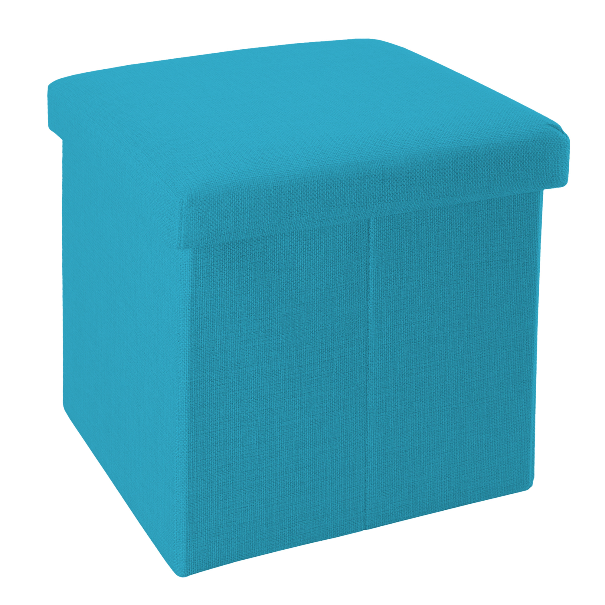 Intirilife Foldable Storage Cube Ottoman Stool, 38x38x38 Cm Square Fabric Upholstered Wooden-free Seat With Lid, Storage Footstool Trunk