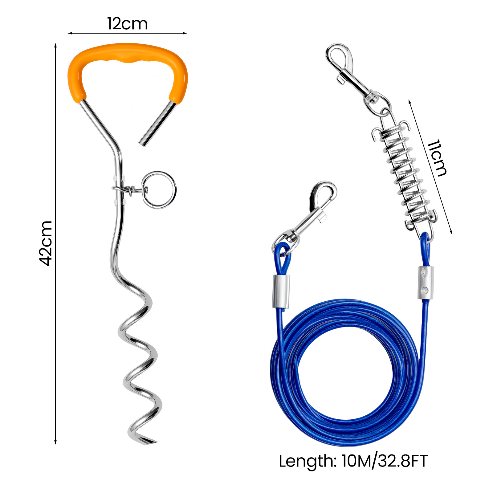 Dog Tie Out Cable and Stake, 10M/6M/3M Pet Tether Training Line