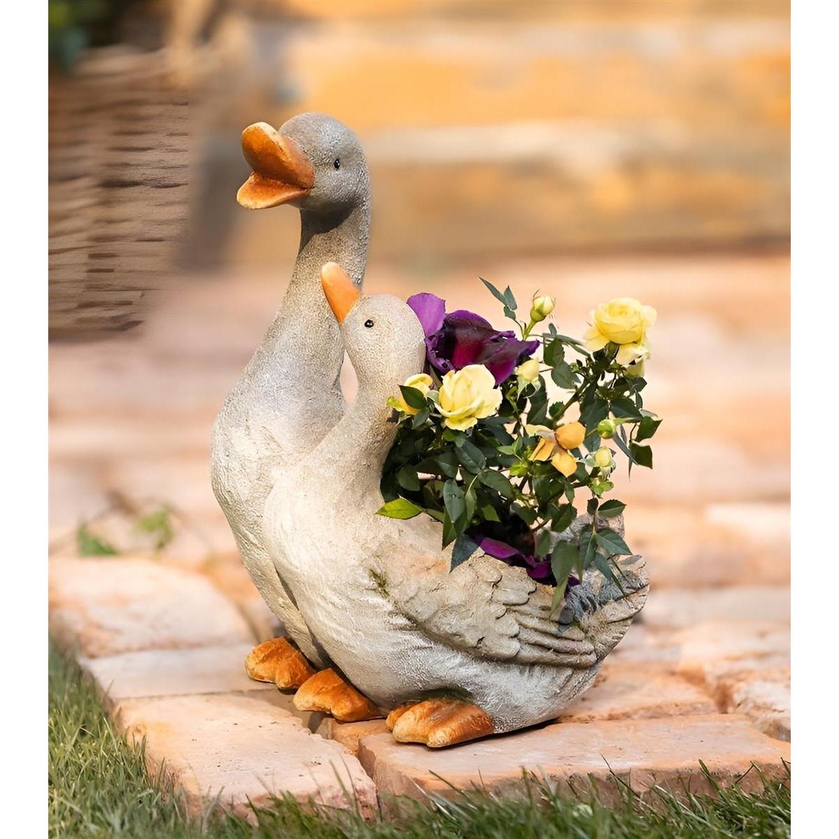 Image of Plant "goose Pair" Made Of Polyresin, Weather-resistant, Plant Pot, Outdoor Flower Pot, Planter, Garden Decoration For Outdoor Use