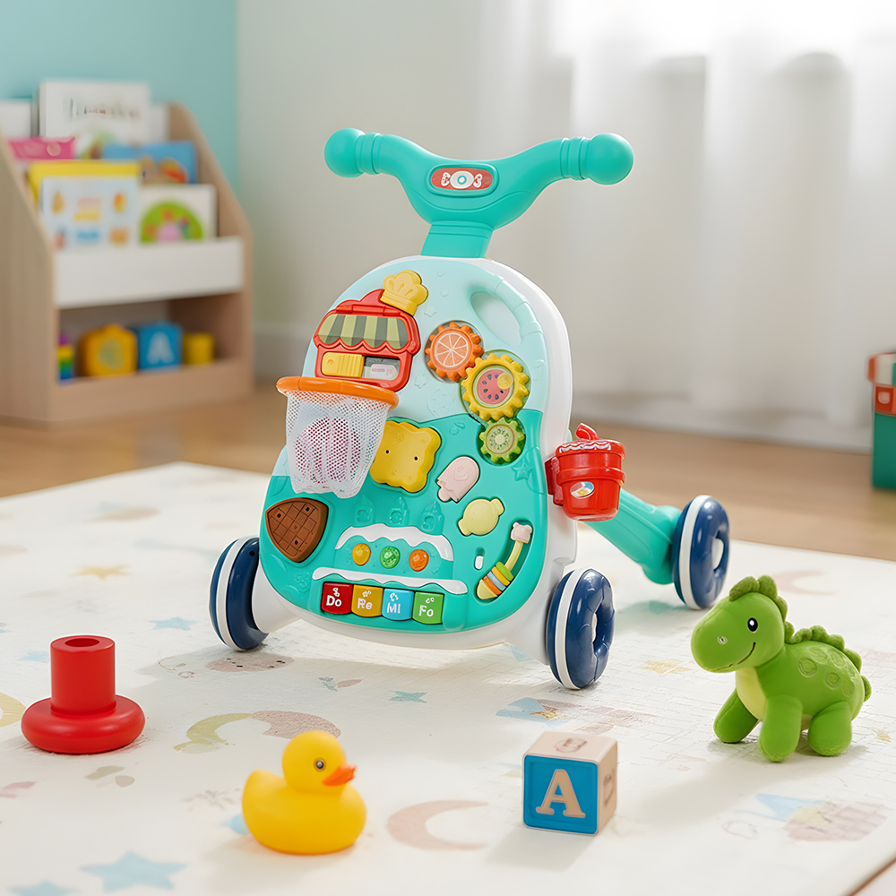 2 in 1 Baby Walker and Stroller with Anti-Roll Feature