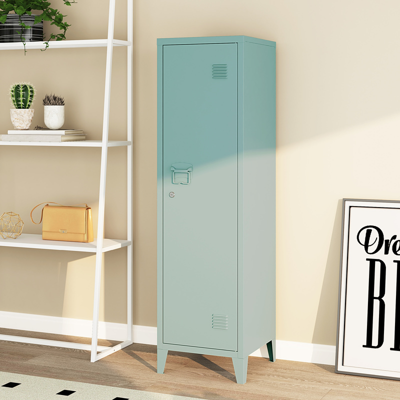 Single Lockable Kurikka Metal Locker With 2 Shelves, 137 X 38 X 38 Cm