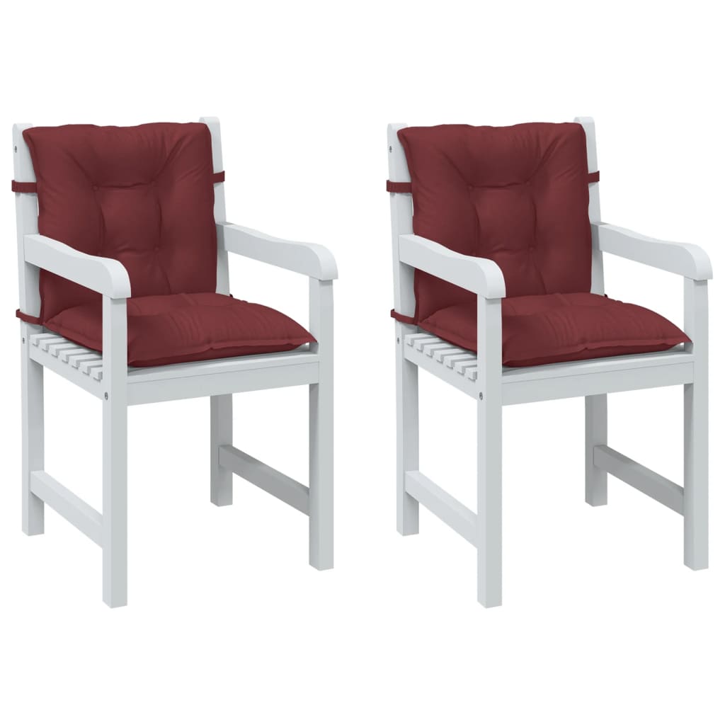 Image of Vidaxl Low Backrest Cushions, 2-piece Set, Upholstery Pillows For Garden Furniture, Chair Cushion Seat Cushion For Garden Chair, Garden Chair Cushions, Wine Red, 100x50x7cm Fabric
