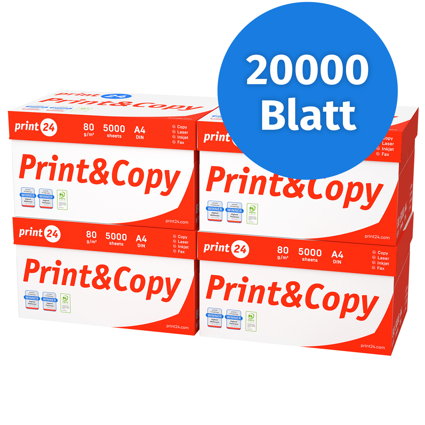 Printer Paper 20000 Sheets 40 X 500 A4 80g Pefc Certified