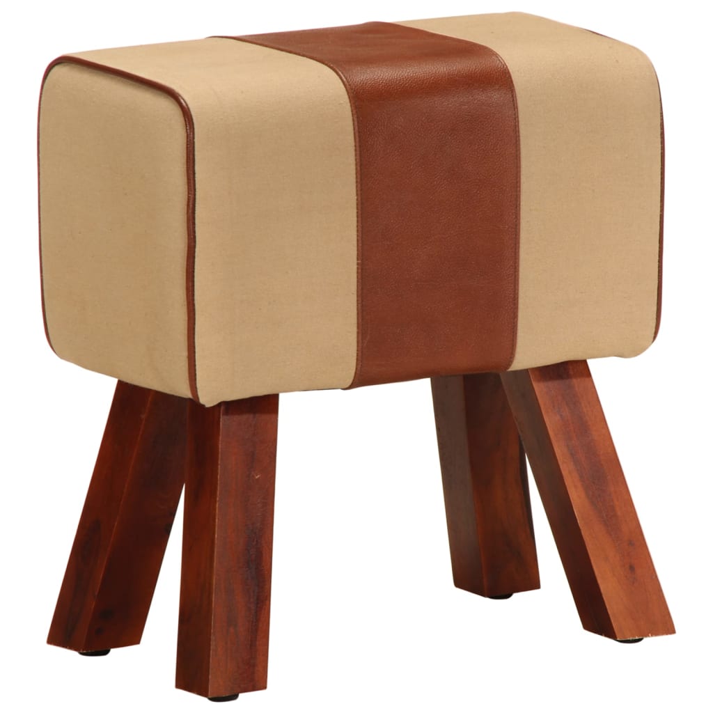 Vidaxl Bench Stool Gym Stool Seating Stool Hallway Bench Genuine Mango Leather Solid Wood