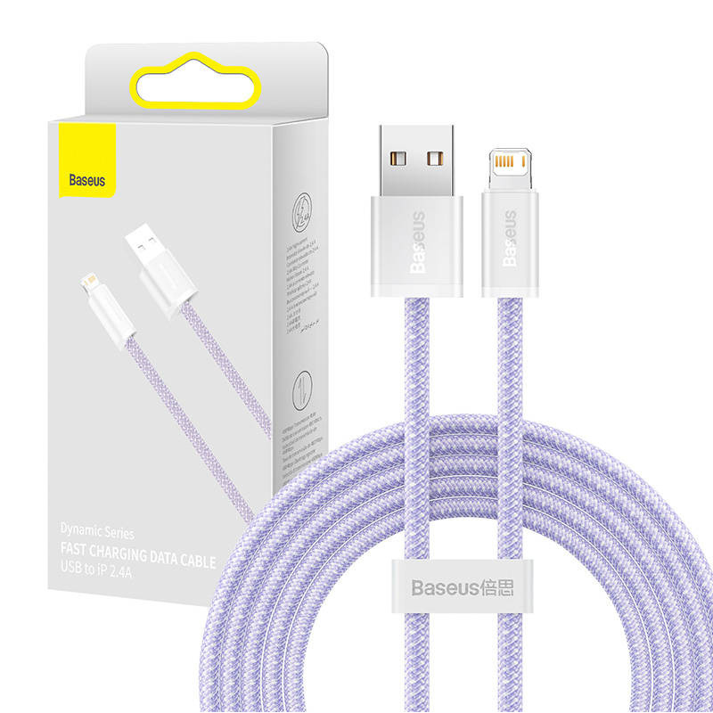 Usb To Lightning Baseus Dynamic 2.4a, 2m (purple) - Fast Charging, High Quality, Compatible With Devices.