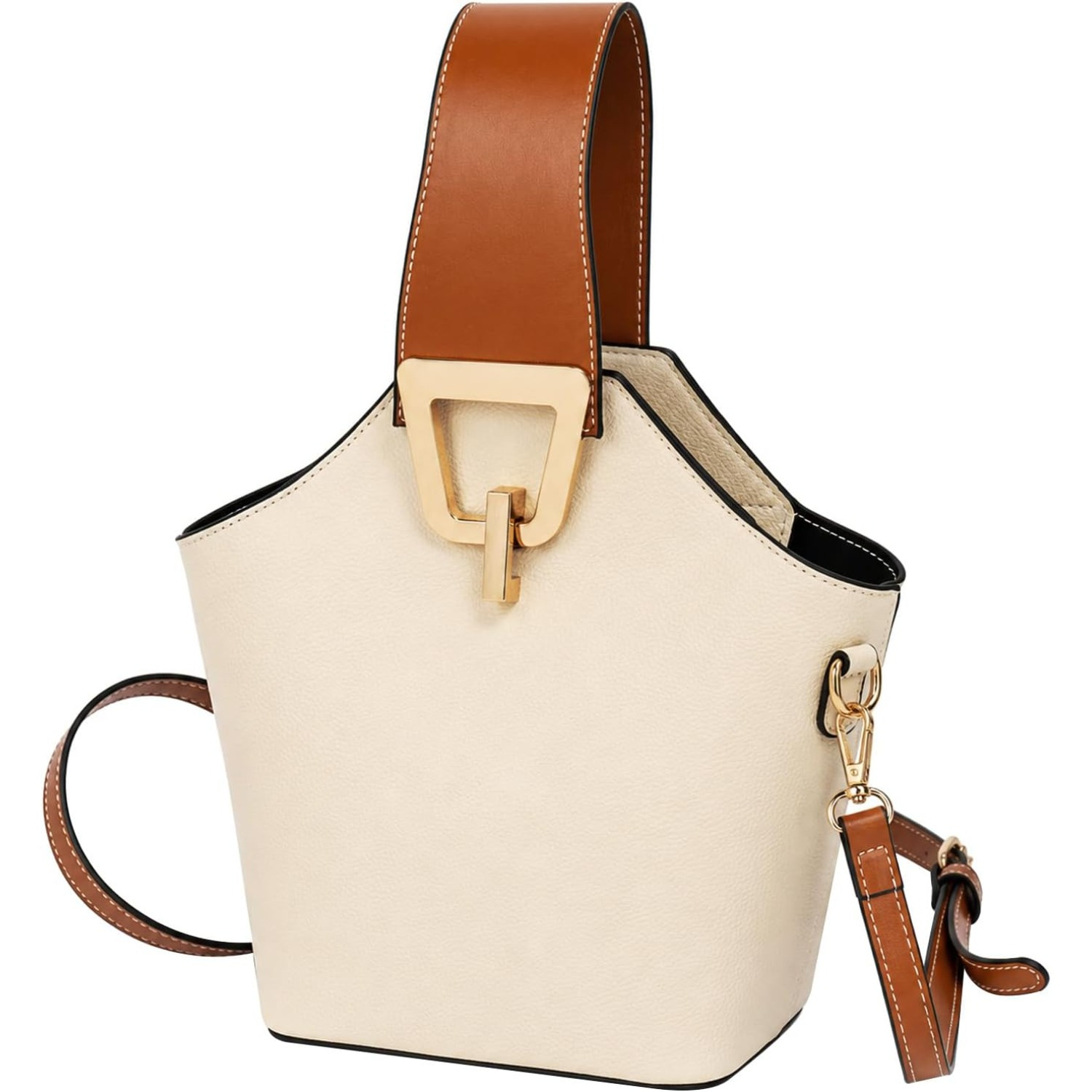 Image of Ladies' Bucket Bag Made Of Pu Leather 22 × 16 × 10 Cm – Small Shoulder Bag With Handle, Practical Shoulder Bag For Everyday And Leisure