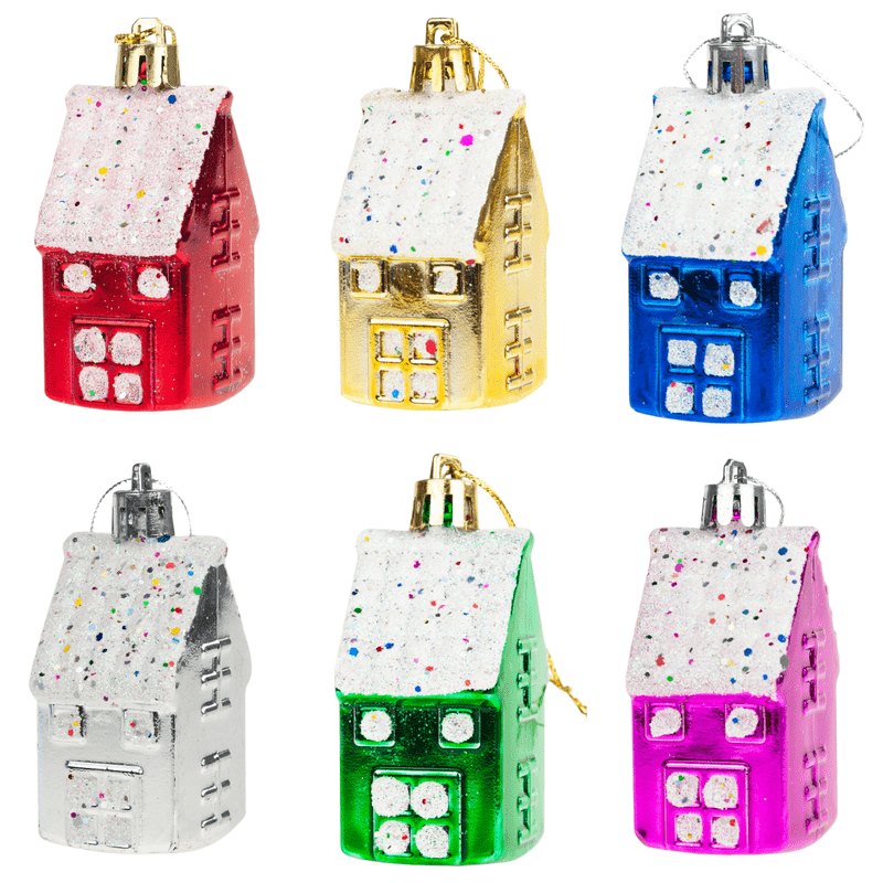 Christmas Tree House Plastic Hanging 6pcs Set For Tree Decoration