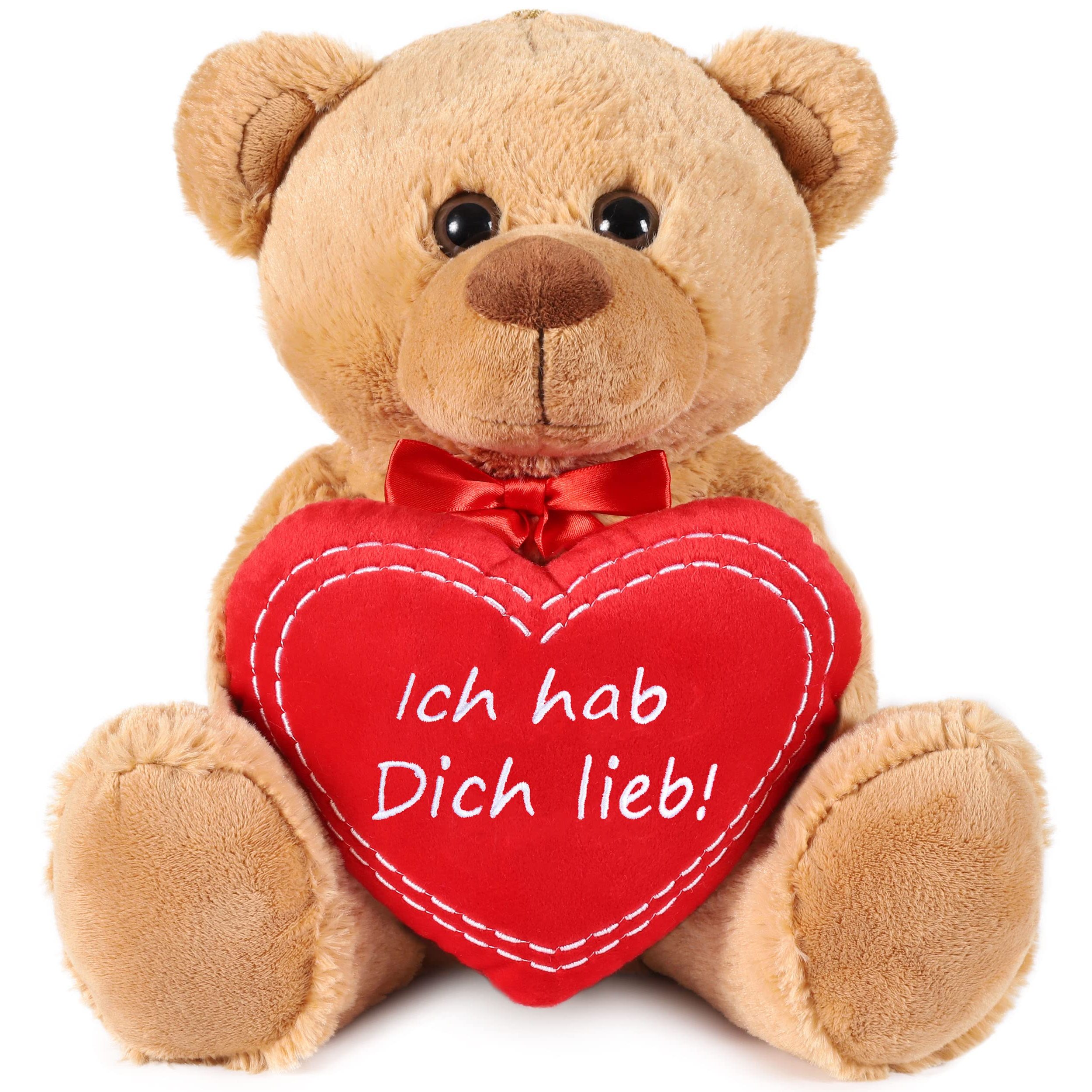 Brubaker Teddy Plush Bear With Red Heart - I Love You - 35 Cm - Teddy Bear Plush Stuffed Animal - Light Stuffed Toy