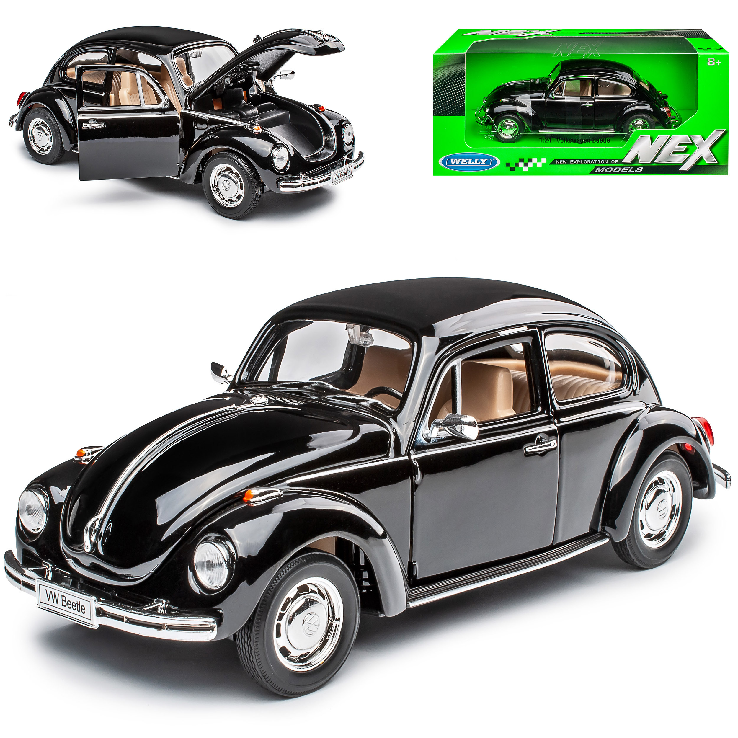 Vw Coupe Black 1/24 Welly Model Car