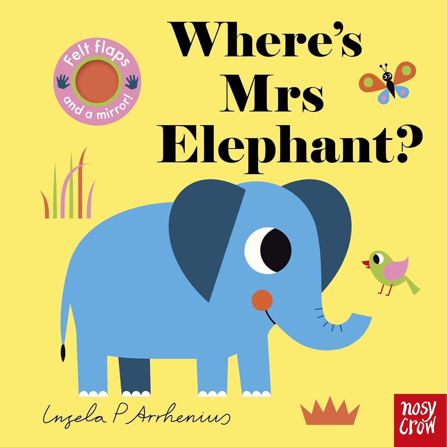 TEMU Where's Mrs Elephant? – Interactive Felt-flap Book With Mirror For Babies And Toddlers – Board Book