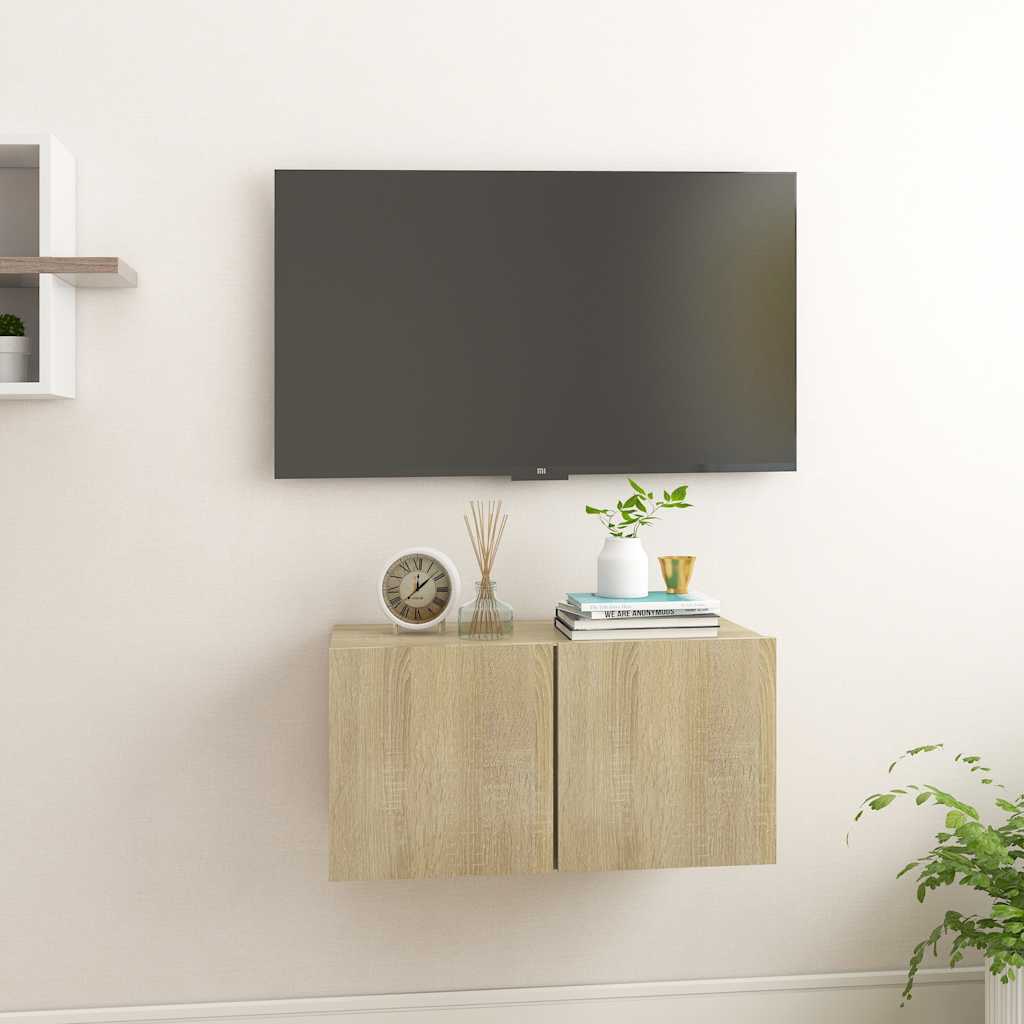 Image of Vidaxl Tv Wall Cabinet Lowboard Cabinet Tv Cabinet Tv Table Sideboard Wall Cabinet Hifi Tv Furniture Table Board Oak 60x30x30cm