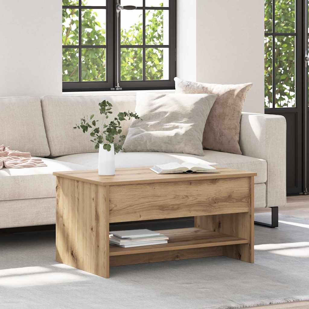 Vidaxl Coffee Table - Oak 80 X 50.5 X 41.5 Cm Wood, Elegant Coffee Table, , Rectangular, With Storage, Made Of Durable Wood, For Indoor Use.