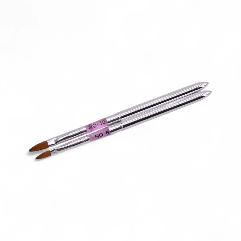 Image of Set Of 2 Acrylic Paint Brushes, Sizes 6 & 10 - Removable Metal Handle
